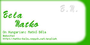 bela matko business card